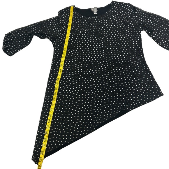 Chico’s Travelers Womens Black & White Polka Dot Asymmetrical Knit Top Artsy M - Picture 10 of 12